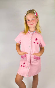 Pink Denim Dress | Rodeo Western Gem Dress 