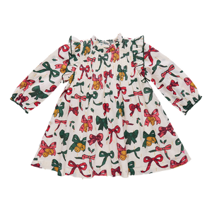 Girls Jaipur Dress - Christmas Bows and Bells