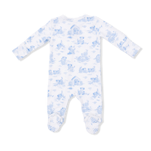 Puppy Toile Blue 2 Way Zipper Footie