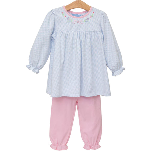Floral Embroidery Pant Set