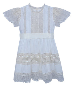 White Anna Grace Dress-Ecru Lace