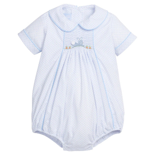 Chest Smocked Bubble, Blue Bunny