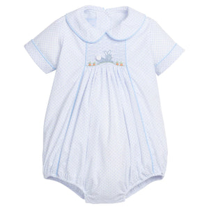 Chest Smocked Bubble, Blue Bunny