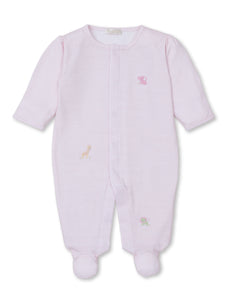 SCE Pink Jungle Mates Footie with Hand Embroidery