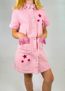 Pink Denim Dress | Rodeo Western Gem Dress 