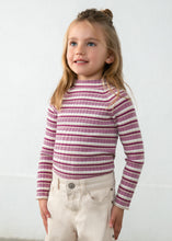 Knit Mockneck Violet Stripe