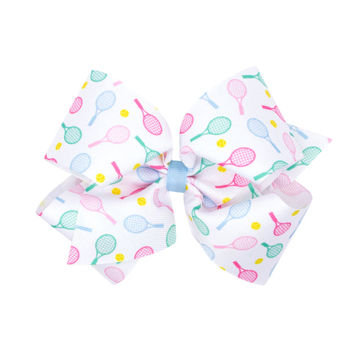 King Tennis Racket Print Grosgrain Hair Bow