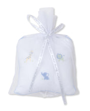 Jungle Friends White/Blue Hand Embroidered Musical Pillow