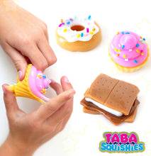 MushMeez Taba Squishies Yummy Mini Cupcake, Donut & S'Mores Mini Squeeze Toy 3-Pack