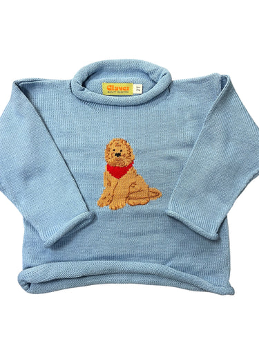 Roll Neck Sweater, Doodle on Chambray