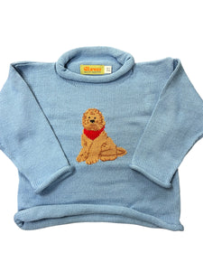 Roll Neck Sweater, Doodle on Chambray