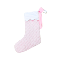 Pink Quilted Seersucker Scalloped Stocking