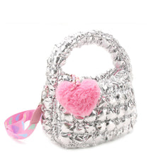 Quilted Scrunchies Metallic Mini Hobo Crossbody Bag with Heart Charm