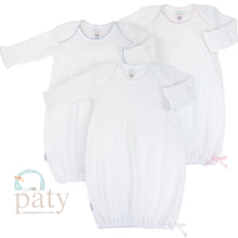 White/Pink Paty Knit Overlap Shoulder Gown #115