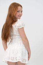 EYELET SMOCKED TOP & BUTTON TRIM SKIRT SET