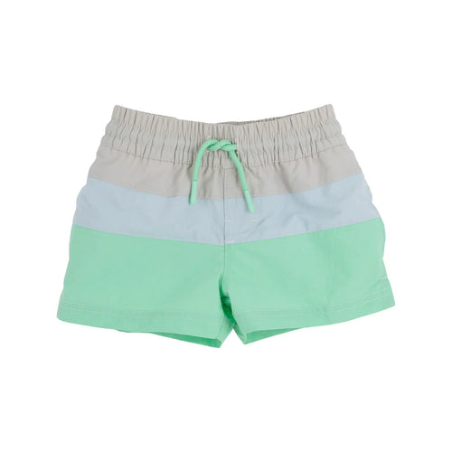 Country Club Colorblock Trunks, Sandy Springs Stone/ Buckhead Blue/ Grace Bay Green 0/6m