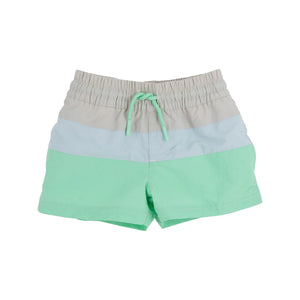 Country Club Colorblock Trunks, Sandy Springs Stone/ Buckhead Blue/ Grace Bay Green 0/6m