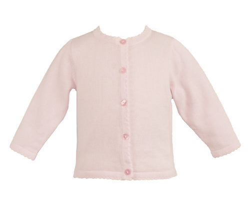 Pink Scallop Trim Cardigan