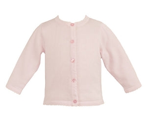 Pink Scallop Trim Cardigan