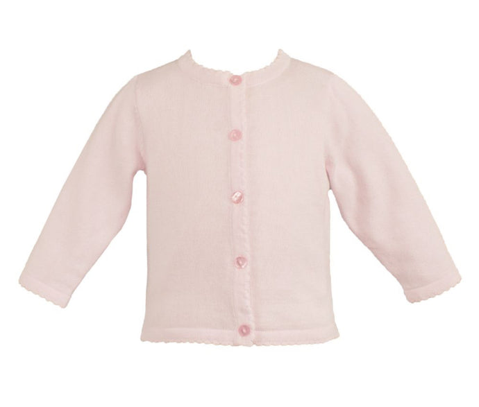 Pink Scallop Trim Cardigan