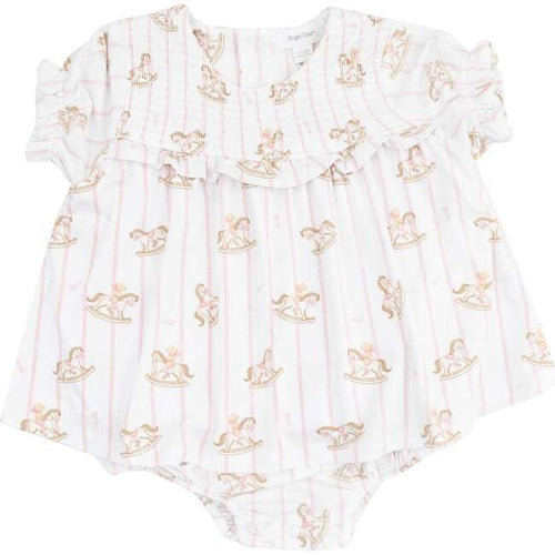 Pink Rocking Horse Smocked Bubble Skirt