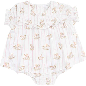 Pink Rocking Horse Smocked Bubble Skirt