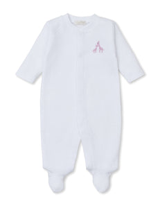 White/Pink Premier Giraffe Jacquard Footie
