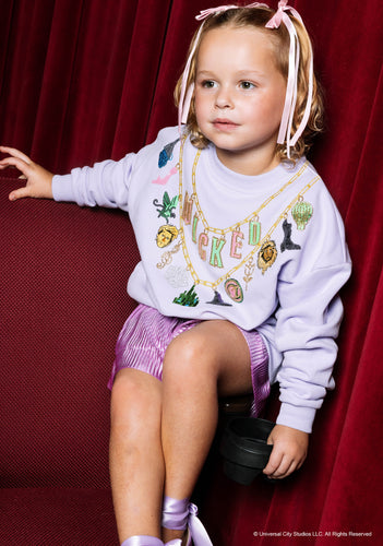 Kids Licensed Lavender Wicked Charm Necklace Sweatshirt
