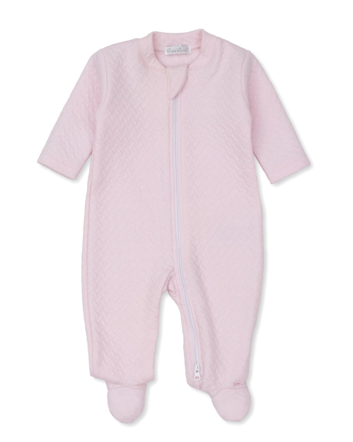 Classic Jacquard Pink Zipper Footie