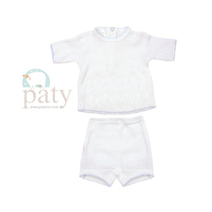 White/Blue SS Top (Snaps in Back) w/ Boxers #130