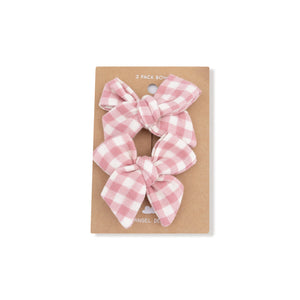 Rose Pink Plaid Hair Clips (2pack)