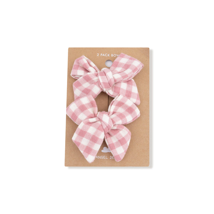 Rose Pink Plaid Hair Clips (2pack)
