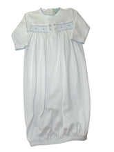 Boys Hand Smocked Daygown, white w/ blue
