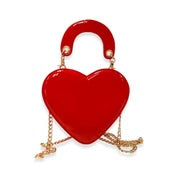 Heart Shaped Patent Leather Purse Red