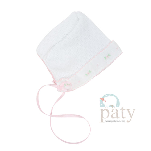 Paty Knit Swiss Floral Trim Bonnet #110SWF