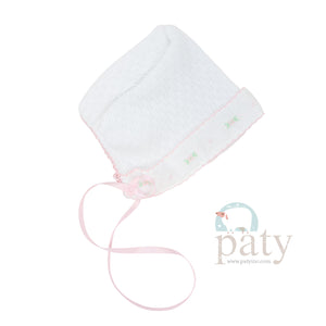 Paty Knit Swiss Floral Trim Bonnet #110SWF