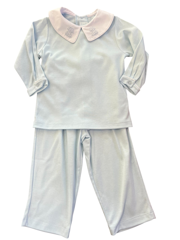 Blue Knit Puppy Pant Set