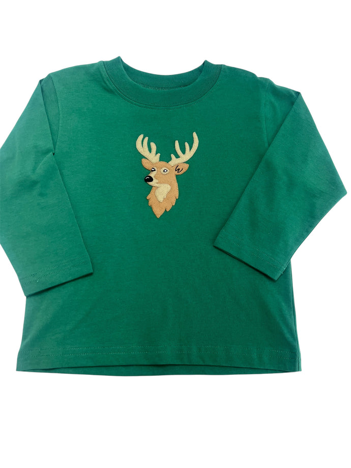L/S T-Shirt, Deer on Green