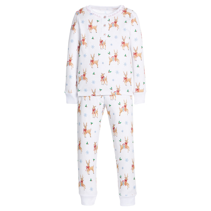 Ruffled Printed Jammies Reindeer Games