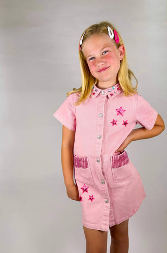 Pink Denim Dress | Rodeo Western Gem Dress 