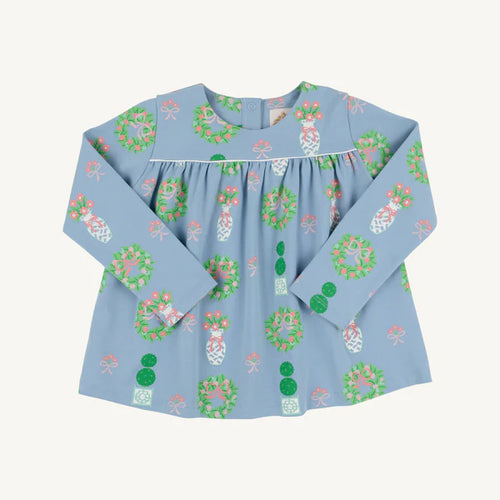 Long Sleeve Dowell Top, Topiaries and Tangerines