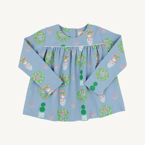 Long Sleeve Dowell Top, Topiaries and Tangerines