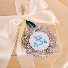 Scalloped Round Picture Frame Ornament-Silver Glitter