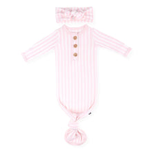 Knotted Gown with Bow Set in Small Sakura Stripe, Newborn
