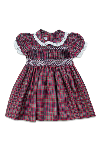 Smocked Polly Dress in Holiday Plaid