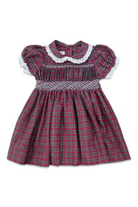 Smocked Polly Dress in Holiday Plaid