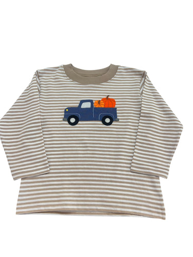 Boys Long Sleeve Shirt Truck with Pumpkins