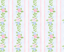 Liza Bubble Pink and Blue Floral Stripe Woven