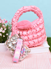 Quilted Scrunchies Patent Mini Hobo Crossbody Bag with Heart Charm