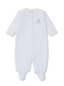 White/Blue Premier Giraffe Jacquard Footie